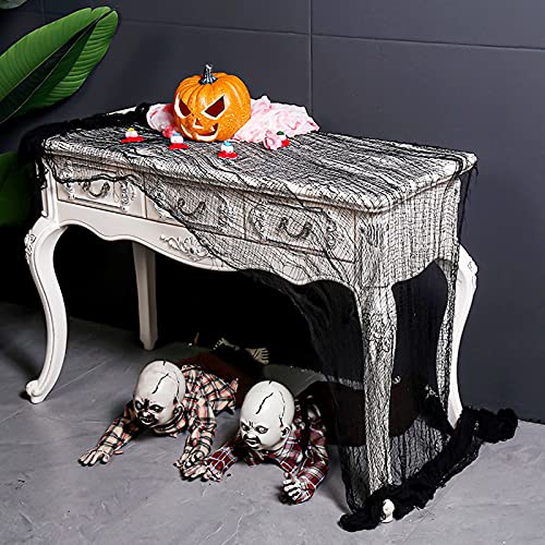 Puoxbim - Tela de Halloween para decoración, 3 x 2 m Gasa negra para casa embrujada, patio o jardín, decoración de pared interior para ventanas