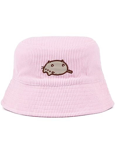 Pusheen The Cat Bucket Hat para niñas | Niños Adolescentes Dibujos Animados Gato Animal de un tamaño de cordón Rosa Sombrero de Sol de Verano | Regalos de mercancía