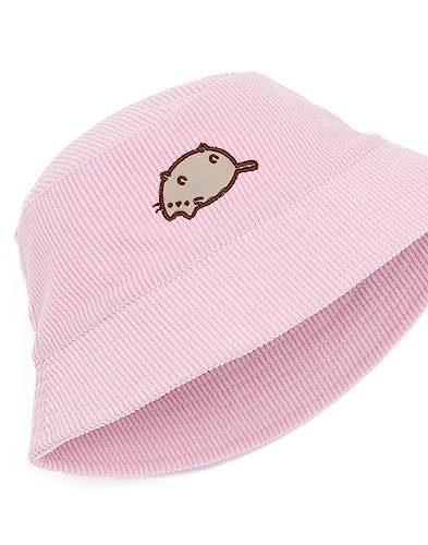 Pusheen The Cat Bucket Hat para niñas | Niños Adolescentes Dibujos Animados Gato Animal de un tamaño de cordón Rosa Sombrero de Sol de Verano | Regalos de mercancía