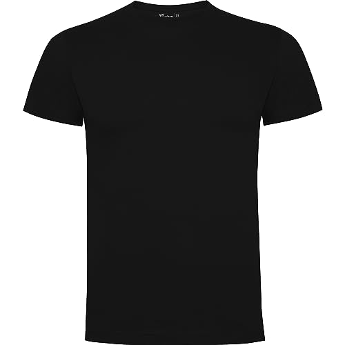 QCM · Camiseta Personalizable · Hombre · Manga Corta · 100% Algodón · Impresión Directa (DTG) sobre el Tejido! (L, Negro)