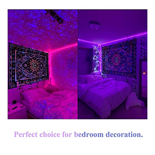 Qeunrtiy Tapiz de pared para dormitorio, decoración de habitaciones, tapiz, tapiz de luz negra, póster de luz negra reactiva , multicolor B