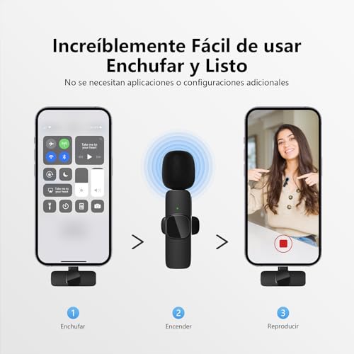 Qhot Microfono Inalambrico para iPhone, Micrófono Lavalier Inalámbrico Bluetooth Plug-Play para Grabación de Video, Portátil, Podcast, Vlog, YouTube/TikTok (iOS&USB-C/2 Mic)