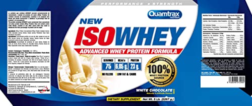 Quamtrax Nutrition - Iso Whey - Proteínas de Suero de Leche Aislado - con sabor a Banana, 907 gr (White Chocolate, 2266 gr)