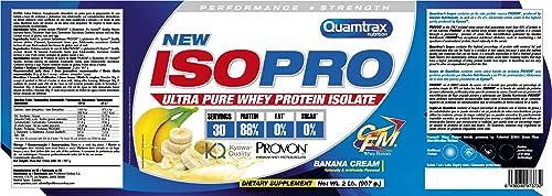 Quamtrax Nutrition - Isopro CFM Proteína Whey - Suero de leche + Aislado en Polvo - De Banana, 907 gr