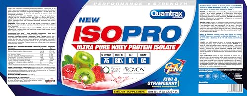 Quamtrax Nutrition - Isopro CFM Proteína Whey - Suero de leche + Aislado en Polvo - De Banana, 907 gr (Strawberry Kiwi, 2266gr)