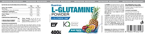 Quamtrax Nutrition - L-Glutamine powder en polvo - Sin Sabor, 400 gr NEW (Blue Tropic, 400gr)