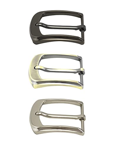 QWORK 3 Piezas Hebilla de Cinturón Metal, 38-40 mm (1,5 Pulgadas) Reemplazo de Hebilla Cinturon Cuadrados para Hombres Mujeres Cinturón (Plata, Gris, Bronce)