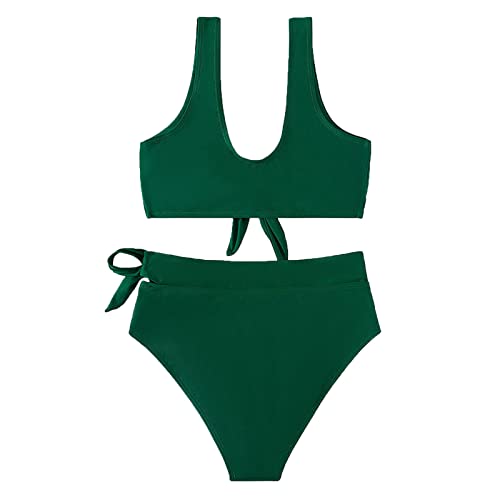 QWUVEDS Camisa de hombre de manga corta para mujer, ropa interior deportiva Love Beach bañador bikini traje de baño de dos piezas traje de baño camiseta funcional sin brazos, verde, XL