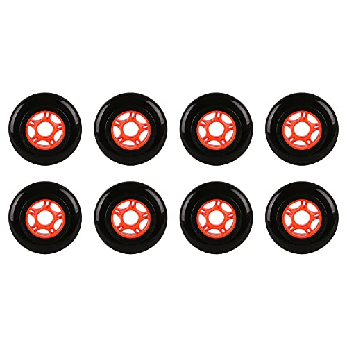 RaceBon Paquete de 8 Ruedas de Skate en línea 72 mm dureza 82A Rueda de Repuesto de Poliuretano con rodamientos 608ZZ (Negro-Rojo)