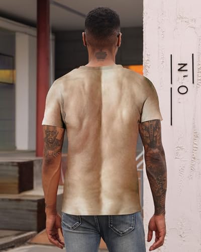 RAISEVERN Camiseta Personalizadas Musculos Abdominales Falsos Hombre Camisetas Divertidas 3D Estampada Horteras Fiesta Regalo, XL