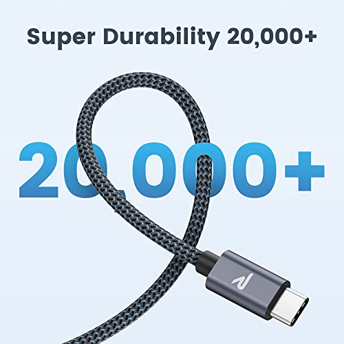 RAMPOW Cable USB C [USB 3.0 y QC3.0] Cable USB Tipo C 3A, Cable Carga Rapida Tipo C Nylon Duradero Compatible con Samsung Galaxy S22/S21/S20/S10/S9, Huawei P30/P20/P10/P9, Mi A1A2 y más - Gris/2M