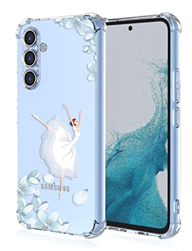 RankOne Funda para teléfono Adecuado para Samsung Galaxy A34 5G (6.6" Inches) Carcasa con Patrón de Dibujo en Color de Silicona Transparente de TPU - Bailarina 1