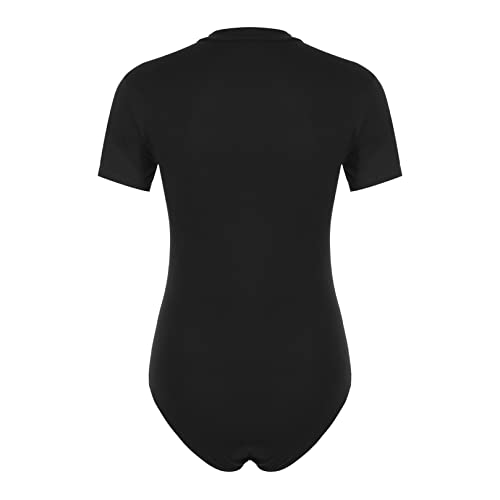 ranrann Body Camiseta Manga Corta para Hombre Bodysuit Deportiva Leotardo Ajustado de Algodón Maillot Mono Elásico Slim Fit Gimnasia Danza Bañador B Negro M