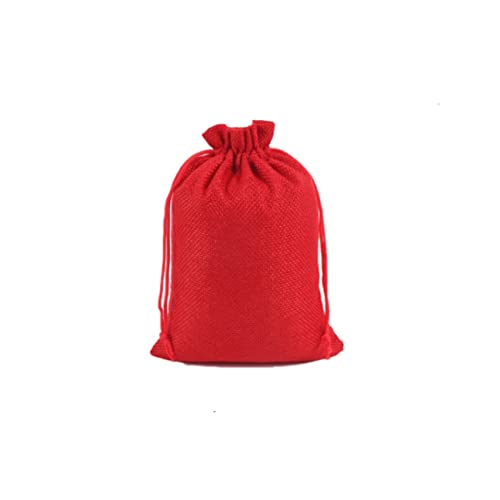 RAPECOTT 20 bolsas de yute para regalo de joyas, bolsa de regalo de tela de saco para bodas, reuniones, manualidades, bodas, comuniones, saco de Navidad, 9 x 12 cm,rojo