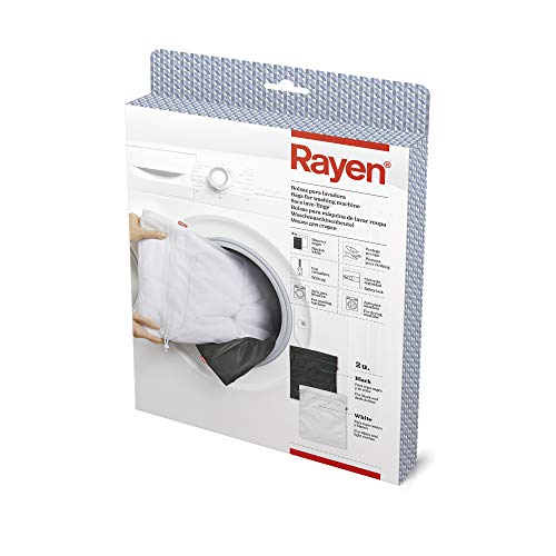 Rayen | Bolsas para Lavadora y secadora | Protegen su ropa | Con cremallera | Con cierre de seguridad | Blanco y Negro | 50 x 40 cm | Contiene 2 Bolsas para lavadora