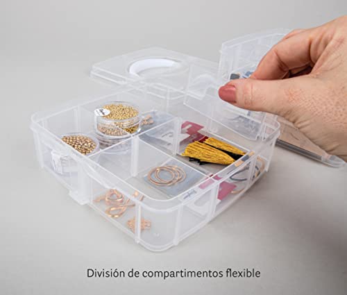 Rayher Caja clasificada con asa, Surtido, 15,5x15,5x12,9 cm, 3x6 compartimentos