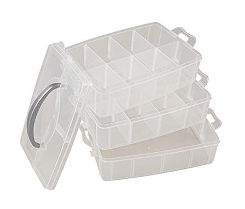 Rayher Caja clasificadora con asa, Surtido, 3 compartimentos, 23,1x15,6x18,5cm
