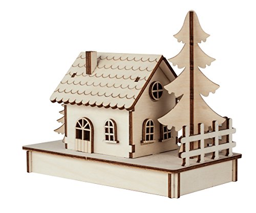 Rayher Set maqueta casa madera, con base, 17,5x9,4x14 cm, 30 piezas, 46299000