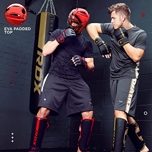 RDX Cascos Boxeo MMA Kick Boxing Entrenamiento, Maya Hide Cuero Headgear con Rejilla Facial Extraíble, Profesional Casco Protector para Muay Thai Sparring Grappling Taekwondo Karate, Hombre Mujere