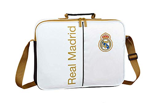Real Madrid C.F. 611954385, Real Madrid 19/20 Cartera extraescolares Niños, Blanco, 38cm x 28cm x 6cm