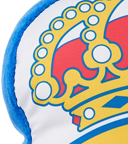 Real Madrid, Relleno de fibra hueca siliconada, Cojin 3D Escudo, Multicolor, 40 x 40 cm