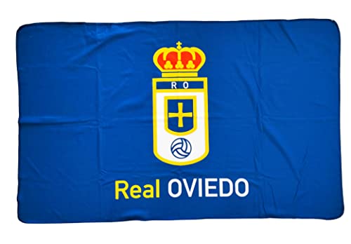 Real Oviedo Manta Polar. Producto Oficial, Adultos Unisex, Azul, Estándar