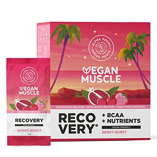 Recovery Vegan Muscle Post-Workout - Sabor Frutos Rojos - Complejo Recuperación post-entrenamiento con BCAA Leucina, Glutamina, Minerales y Vitaminas B, Para una recuperación Rápida y satisfactoria