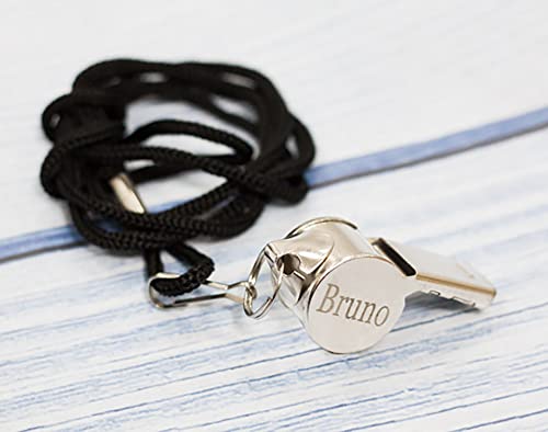 Regalo Original Silbato Personalizado con cordón con tu Nombre para árbitros Fútbol, Baloncesto y Todos los Deportes