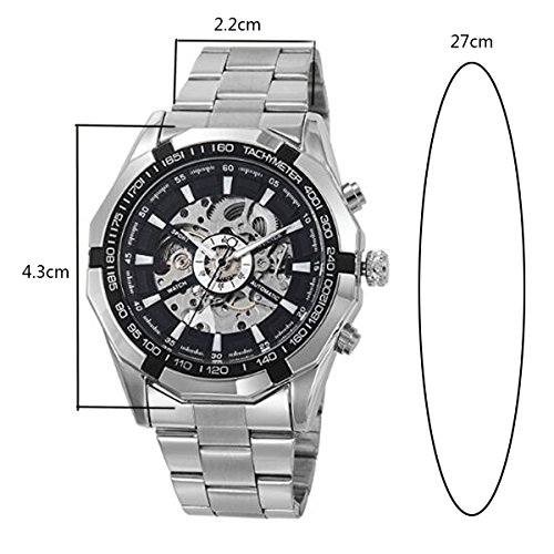 Reloj de pulsera para hombre, de la marca GuTe, con esqueleto descubierto, en color plateado y negro