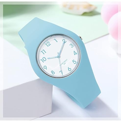 Reloj de pulsera para mujer con correa de silicona, esfera grande, resistente al agua, deportivo, moderno, casual, simple, de cuarzo, analógico, para mujeres y niñas, azul