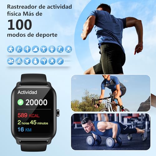 Reloj Inteligente Hombre Alexa Instalado Smartwatch Hombre con llamada Bluetooth Monitor de Frecuencia Cardíaca SPO2 Smartwatch Rastreador de Sueño Reloj Inteligente 110+ Deportes para iOS Android