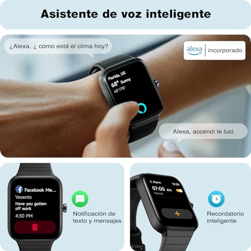 Reloj Inteligente Hombre con Llamadas y Voz de Alexa, 1.8" Smartwatch IP68 Reloj Deportivo Mujer con 100+ Modos Deportivos, Pulsera Actividad Pulsómetro/Monitor de Sueño/Podómetro para Android iOS