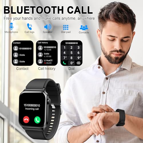 Reloj Inteligente Hombre Mujer Llamada Bluetooth 1.85" Smartwatch Pulsómetro, Monitor de Sueño, Pulsera Actividad 110+ Modos Deportivos Podómetro Cronómetros Impermeable IP68 Reloj Digital Android iOS