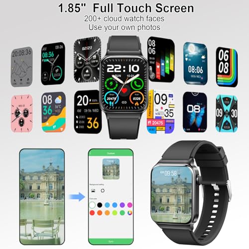 Reloj Inteligente Hombre Mujer Llamada Bluetooth 1.85" Smartwatch Pulsómetro, Monitor de Sueño, Pulsera Actividad 110+ Modos Deportivos Podómetro Cronómetros Impermeable IP68 Reloj Digital Android iOS