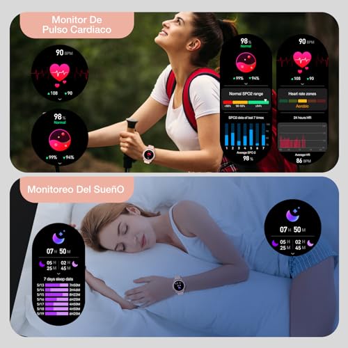 Reloj Inteligente Mujer - 1,32" HD Smartwatch Mujer con Llamada Bluetooth,IP68 Impermeable Reloj Deportivo Mujer,300 mAh,Notificación,Monitor de Ritmo Cardíaca/SpO2/Sueño,Podómetro,para Android IOS