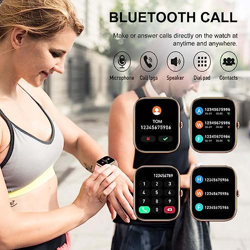 Reloj Inteligente Mujer, 1.85" Smartwatch Llamadas Bluetooth con Podómetro/Pulsómetro/Monitor de Sueño, 110+ Modos Deportivos Impermeable IP68 Pulsera Actividad para Android iOS, Oro Rosa