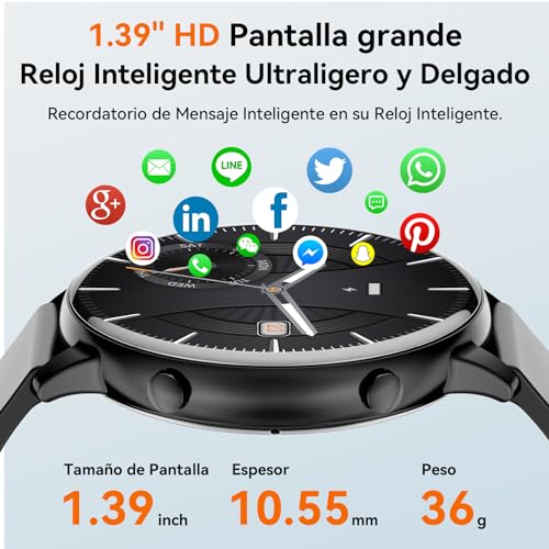 Reloj Inteligente Mujer Hombre con Llamadas Bluetooth,1.39" Smartwatch IP67 Impermeable,Reloj Deportivo Hombre Podómetro Pulsómetro Monitor de sueño,Actividad Fitness Watch para Android iPhone