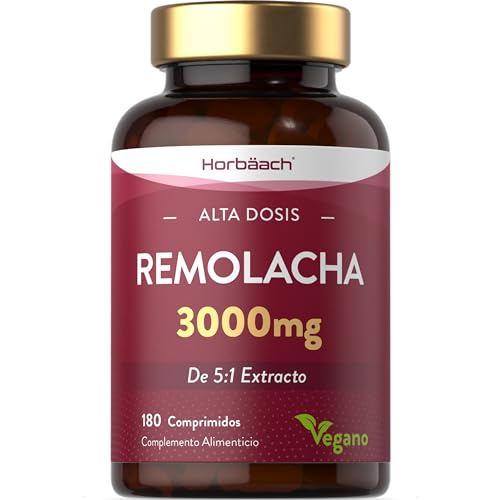 Remolacha Suplemento 3000mg | Beetroot Extract Supplement | Potenciador de superalimento de óxido nítrico | 180 Pastillas Veganas | by Horbaach