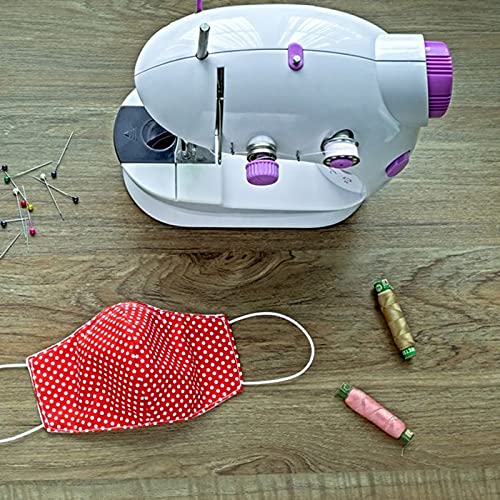 Retoo Mini máquina de coser eléctrica de 230 V con 2 velocidades y pedal de pie, kit de costura automático con 2 bobinas de hilo, 2 baquetones vacíos y aguja de repuesto