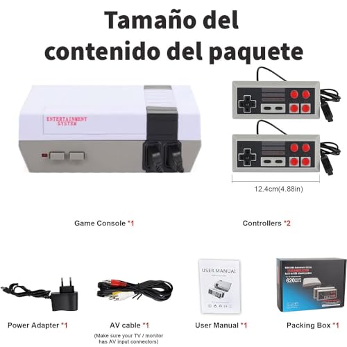 Retro Classic Consola Retro De Juegos Clásicos Vintage 620 Juegos Mini Consola de Juegos Retro para Niños y Adultos Salida AV +2 Mandos a Distancia. Con HDMI Incluido