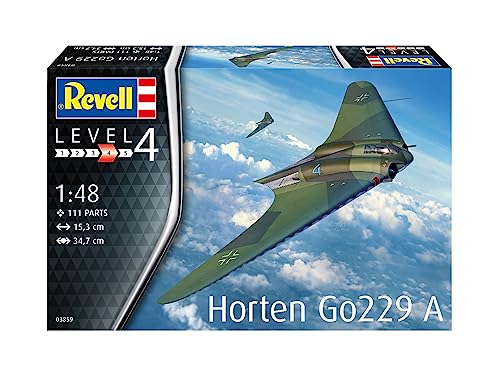 Revell 03859 Air Craft Horten Go229 A-1 Kit de Modelo Escala 1:48, Color sin barnizar