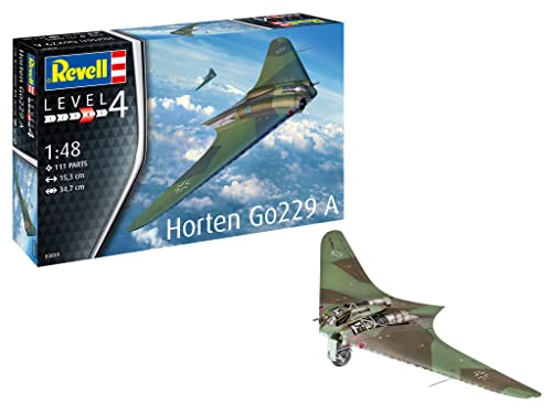 Revell 03859 Air Craft Horten Go229 A-1 Kit de Modelo Escala 1:48, Color sin barnizar