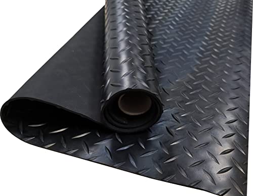 Revestimiento de Caucho Antideslizante| Suelo de Goma PVC Negro 3mm Diseño Estrias (100_x_200 CM)
