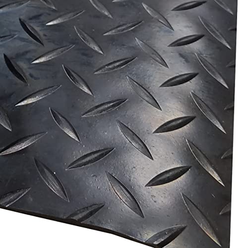 Revestimiento de Caucho Antideslizante| Suelo de Goma PVC Negro 3mm Diseño Estrias (100_x_200 CM)