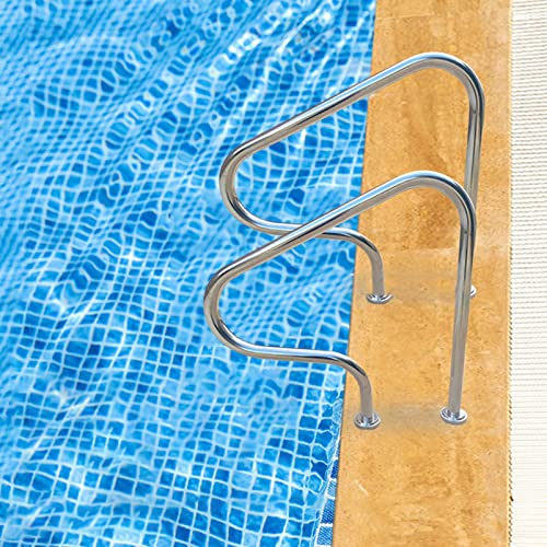 Riel de piscina Rieles de piscina para juego de entrada de piscina enterrada, pasamanos de piscina de 32 x 32, peldaño de escalera de piscina de acero inoxidable 304, riel de agarre de mano de piscina