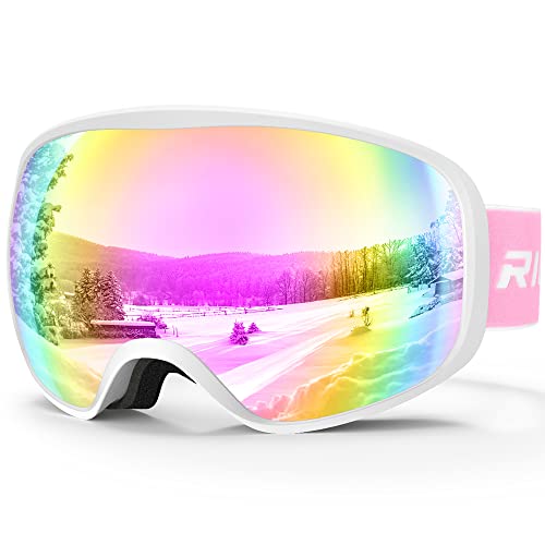 RIOROO Gafas Esqui Niños 3~10 Años Mascara Esqui Niño Gafas de Esqui Niña Niño OTG Casco compatible, 100% Anti-Niebla Anti Protección UV para Esquiar Snowboard Deportes de Invierno-lente doble