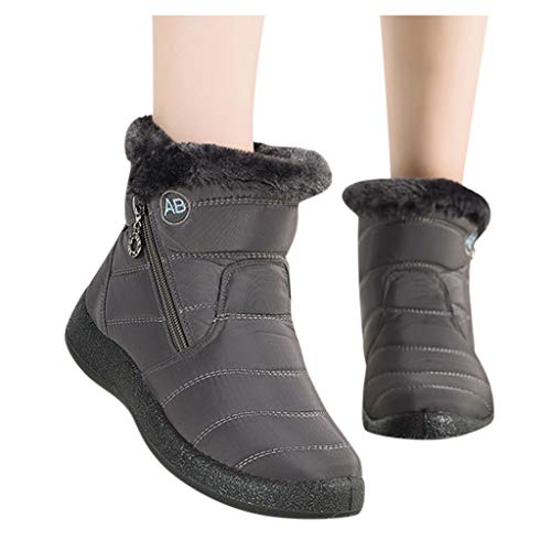 riou Botas Impermeables Mujer Invierno Forradas con Pelo Casual Calzado Romano Corto Botas Caliente Comodo Moda Zapatillas de Senderismo Zapatos Trekking