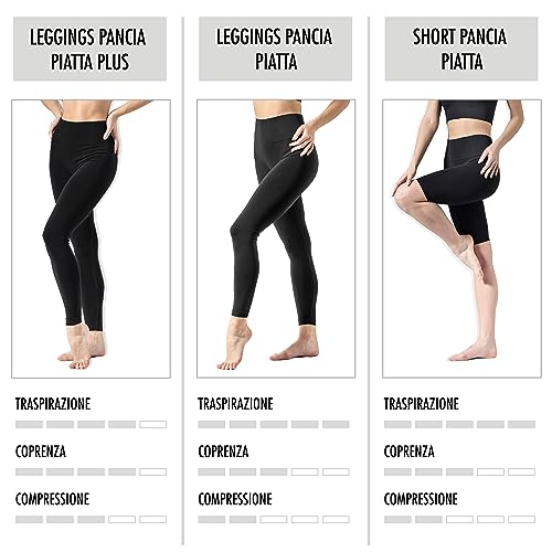 Risalti Leggins Mujer Vientre Plano Cubrientes - Leggings Mujer de Cintura Alta Contenitivos Elásticos Microfibra, Leggins Deportivos Mujer, Mallas Deporte Mujer Sin Costuras - Made in Italy