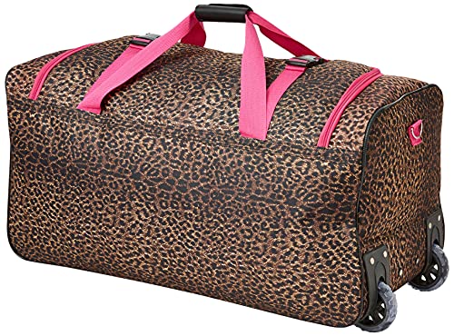 Rockland Bolsa de Lona rodante, Pink Leopard, 30-Inch, Bolsa de Lona rodante