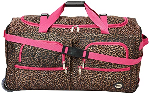 Rockland Bolsa de Lona rodante, Pink Leopard, 30-Inch, Bolsa de Lona rodante